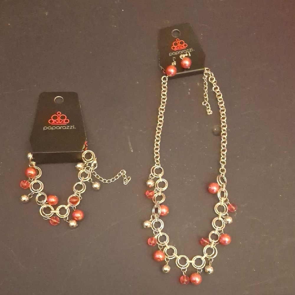 Paparazzi Red and Silver Necklace Collection